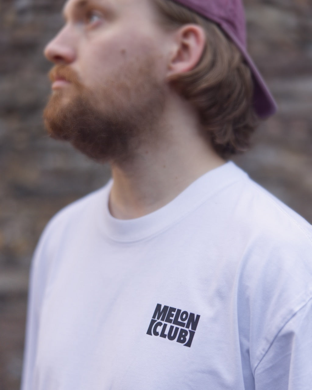 MelonClub // Heavy White T-shirt // 240gsm // Front Lifestyle // Close Up // MelonClub